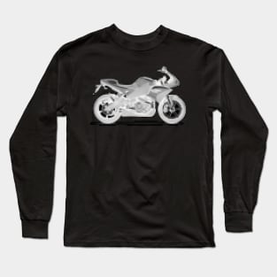 8bit Black and white Motorcycle Long Sleeve T-Shirt